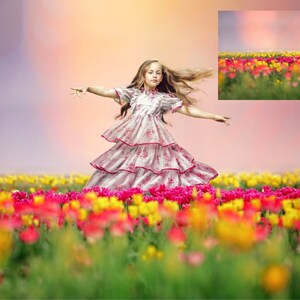 INSTANT DOWNLOAD - Tulip Field Digital Background - Digital Background for PS & PSe - Digital Backdrop -  Photoshop Composite