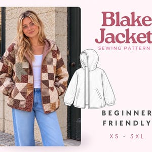 Quilted Jacket with Hoodie Sewing Pattern | Quilted Jacket Pattern | Sewing Patterns | Quilted Sewing Pattern | Hooded Jacket | Women Jacket