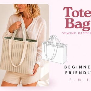 Tote Bag Sewing Pattern PDF | Beginner Friendly PDF Template (A4/A0 US Letter)