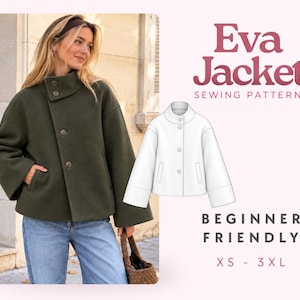 Lined Jacket Sewing Pattern, Button Up Jacket Pattern, Women Jacket Sewing Pattern, Coat Patttern, Jacket for Women Pattern