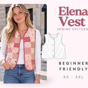 Vest Sewing Pattern | Front Tie Top Pattern | Vest Pattern | Top sewing pattern | Women Sewing Patterns | Quilted Vest | Patchwork Vest