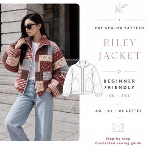 Jacket Sewing Pattern for Women | Coat Pattern | Sewing Patterns | Women Sewing Pattern Patchwork | Beginner Jacket, Quilted Jacket