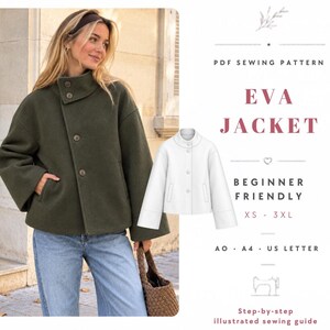 Lined Jacket Sewing Pattern, Button Up Jacket Pattern, Women Jacket Sewing Pattern, Coat Patttern, Jacket for Women Pattern