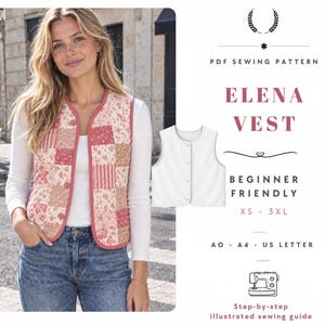 Vest Sewing Pattern | Front Tie Top Pattern | Vest Pattern | Top sewing pattern | Women Sewing Patterns | Quilted Vest | Patchwork Vest