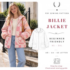 Schnittmuster für Jacke mit Kapuze | Mantelschnittmuster | Nähvorlagen | Steppjackenschnittmuster | Kapuzenjacke | Damenjacke