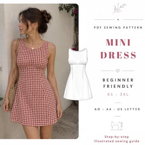 Schnittmuster für Damenkleider (XS-XXXL), Minikleid, Sommerkleid, Trendkleid (auch für Anfänger geeignet), Damenkleid-Schnittmuster