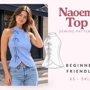 Molde de blusa feminina (XS-XXXL), molde de blusa de verão, molde de costura feminina, molde de blusa, blusa frente única, molde de colete