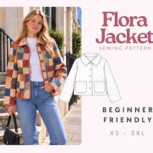 Schnittmuster für eine Flora-Jacke | Steppjacken-Schnittmuster | Nähvorlagen | Patchwork-Jacke für Damen | Anfängerjacke