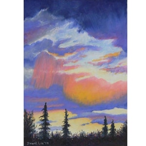 Aerial Rain Dance - Virga - Original Oil Pastel Painting - Weather Art
