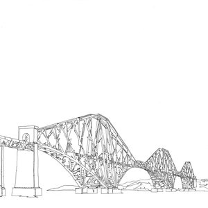 Dibujo de línea continua original dibujado a mano del puente ferroviario de Forth, Edimburgo
