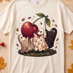 Cherry Ghost Trio Halloween PNG, Spooky Sublimation Design (Digital Download)
