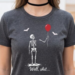 Funny Skeleton Lost Balloon PNG, Dark Humor Halloween Design (Digital Download)