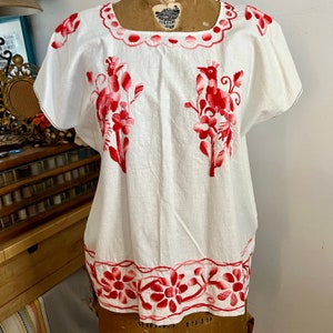 1970s vintage cotton embroidered bohemian blouse free size