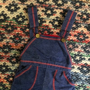 1970s Carter’s soft overall denim shorts with pockets 12-2t