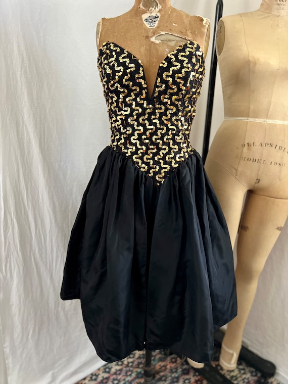 1980s vintage Gunne Sax Jessica McClintock black and … - Gem