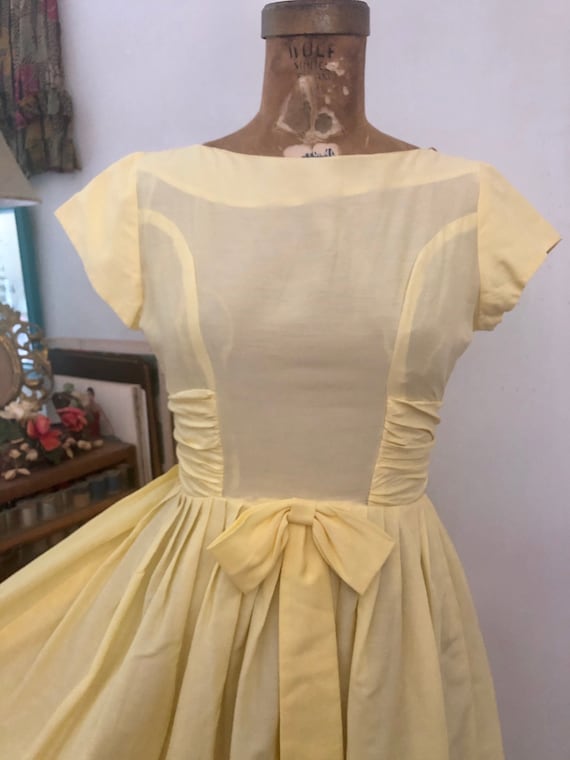 1950s yellow fit and flare true vintage party dres