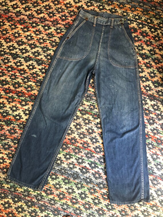 1940s/50s side zip denim jeans waist 23/24