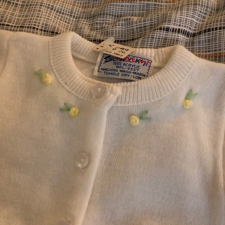 1960s Deadstock Baby Girl White Cardigan 618 Months Etsy