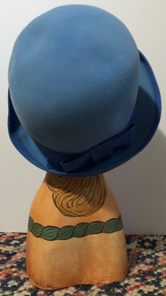 1960s vintage funky blue bowler mod brimmed hat - image 3