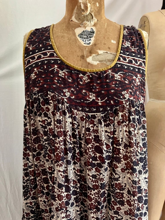 1970s vintage Indian cotton tank midi dress szM