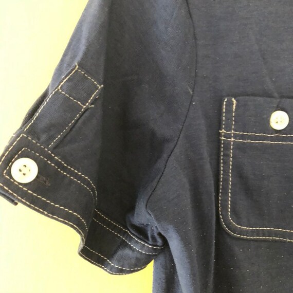 1970s super soft navy collared T-shirt / polo