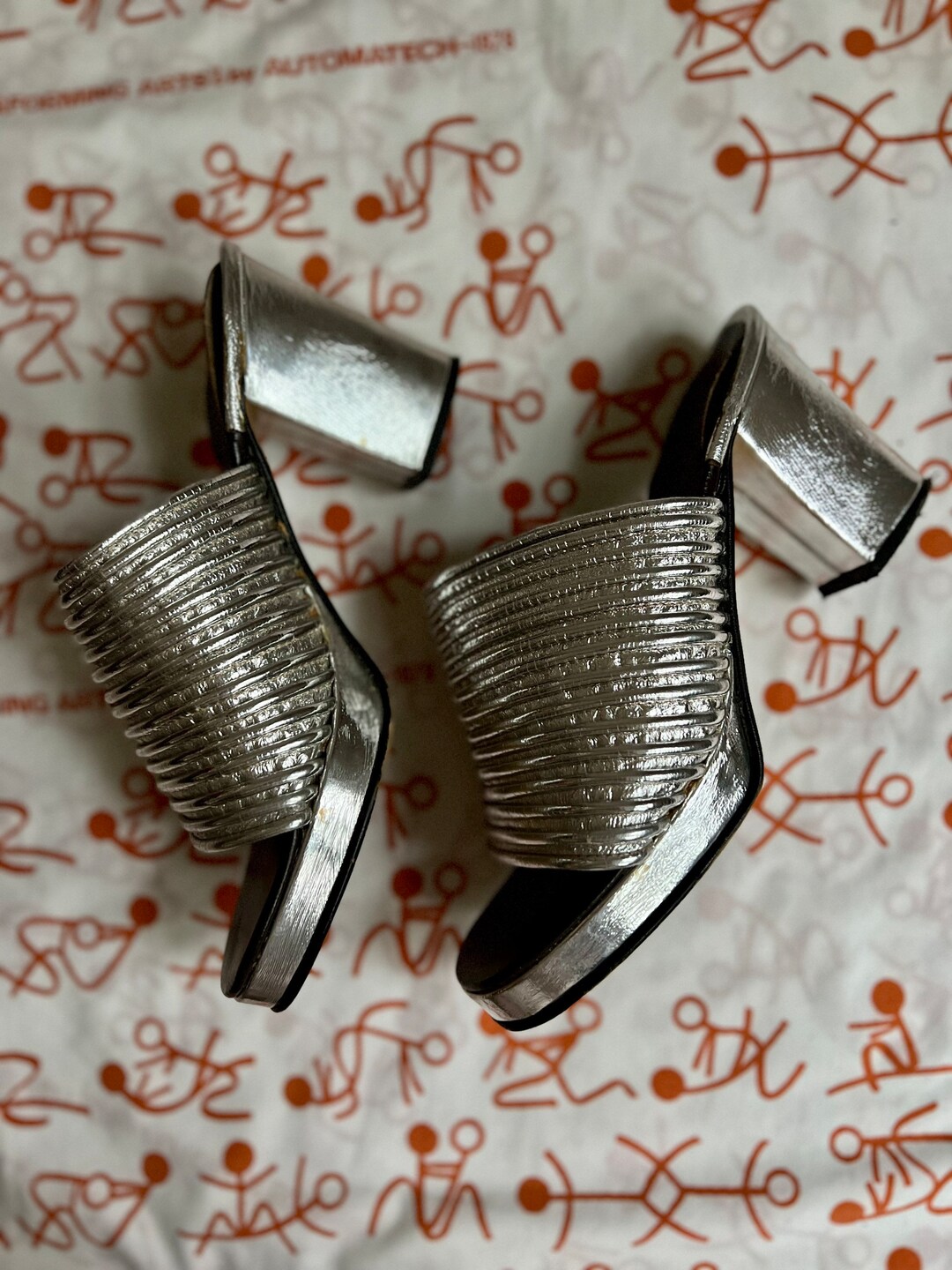 70's Silver Disco Platform Slingback Heels by Sweet Tops main image 0
