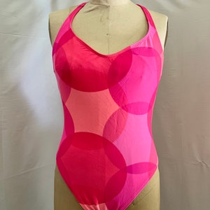 1990s vintage Deadstock hot pink one piece tank swimsuit Sz