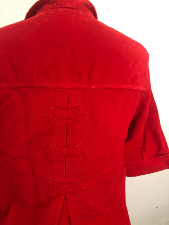 1950s true vintage zip up red corduroy jacket wit… - image 2