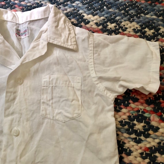 1950s vintage Wee Will white cotton button up shi… - image 1