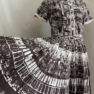 1940s/50s abstract cotton new look day dress/s/m