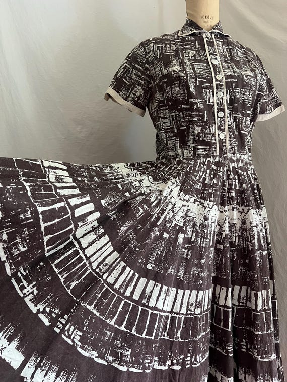 1940s/50s abstract cotton new look day dress/s/m - image 1
