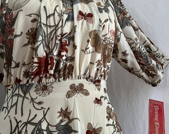 70s Deadstock Young Edwardian by Arpeja sheer butterfly peasant dress S/m