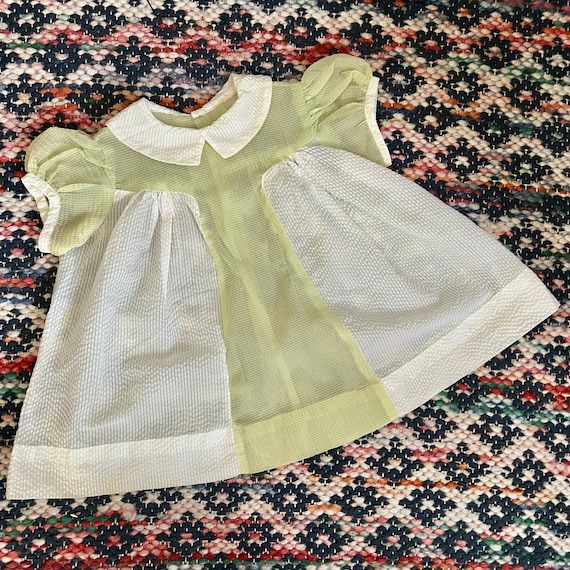1960s/70s two tone white and green sheer baby dre… - image 1