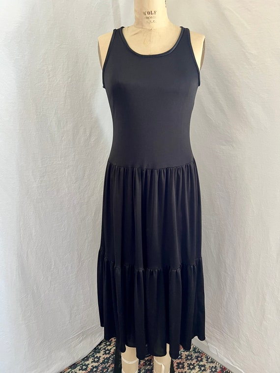 Classic 1970s lightweight poly black peasant tank… - image 2