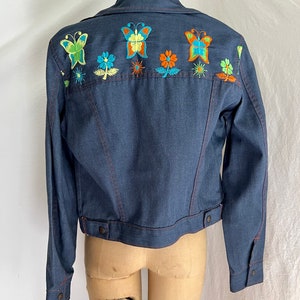 1970s vintage los atrevidos embroidered butterfly denim jacket Sz L