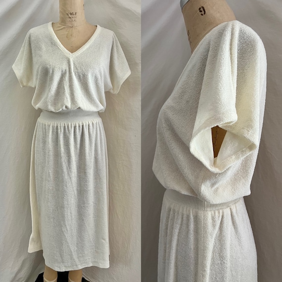 1970s vintage white terry cloth dress Gem