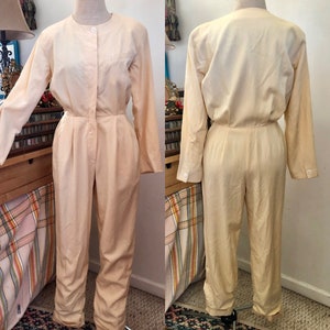 1980 Anne Kline II crema burrosa inverno bianco lana tuta Sz xs/s/m