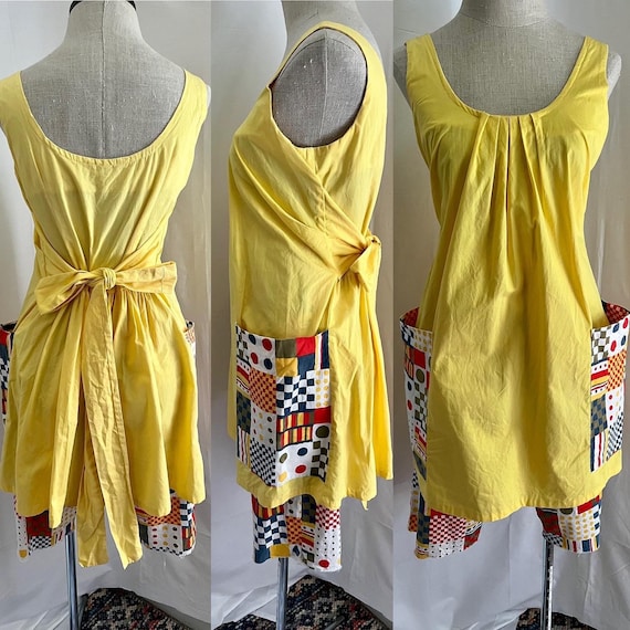 1950s vintage yellow cotton shorts & mini dress s… - image 1