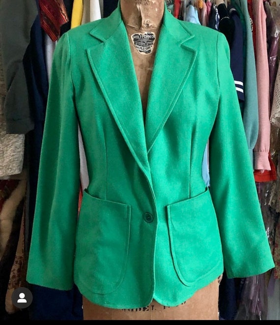 1970s vintage textured woven green blazer Sz xs/s