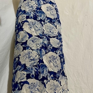 1950s silk rose flowers midi skirt Sz L
