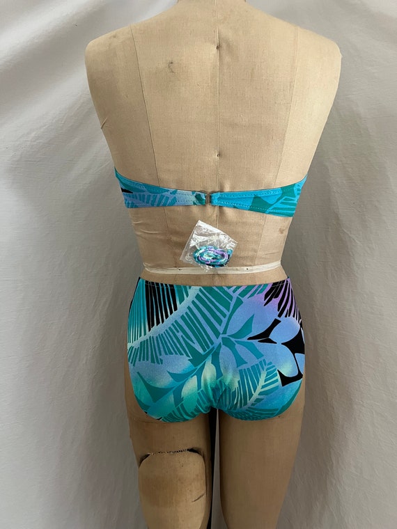 1990s Deadstock vintage tropical print bandeau bi… - image 5