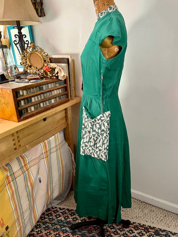 1950s true vintage sanforized cotton green day dr… - image 3