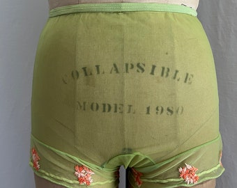 1950s sheer chartreuse high rise panties vintage lingerie