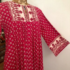 1970s Vintage Ramona Rull Indian Cotton Block Print Maxi Dress With ...