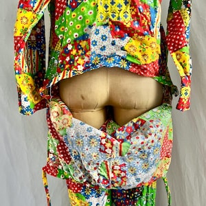 1970s vintage patchwork footie pajama jumpsuit • Sz m/l