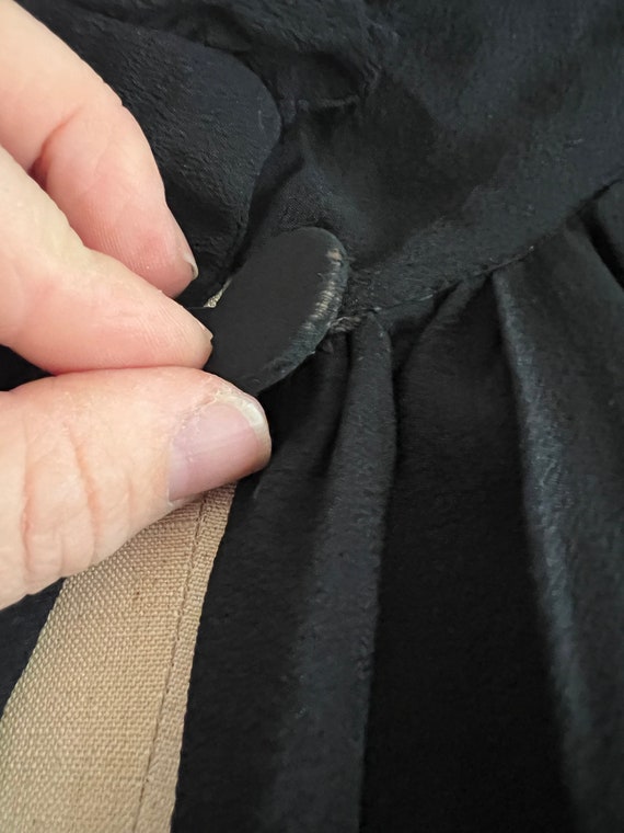 Antique 1920s black silk cape with fringe - image 3