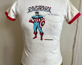 1970s rare captain American ringer tshirt Sz 10/12 kids xxs/xs adult