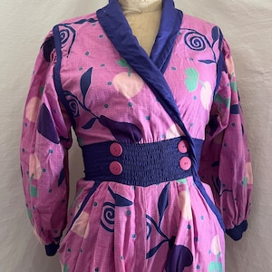1980s Jeanne Marc cotton avante garde jumpsuit xxs/xs