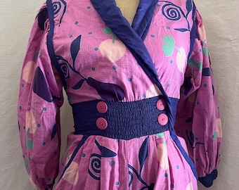 1980s Jeanne Marc cotton avante garde jumpsuit xxs/xs