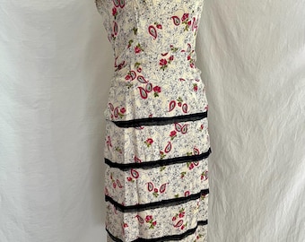 1940s Sophie Original Sam fifth avenue silk novelty print rare vintage dress Sz xs/s